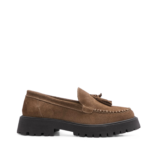 Sapato Mocassim Mulher Camurça Taupe