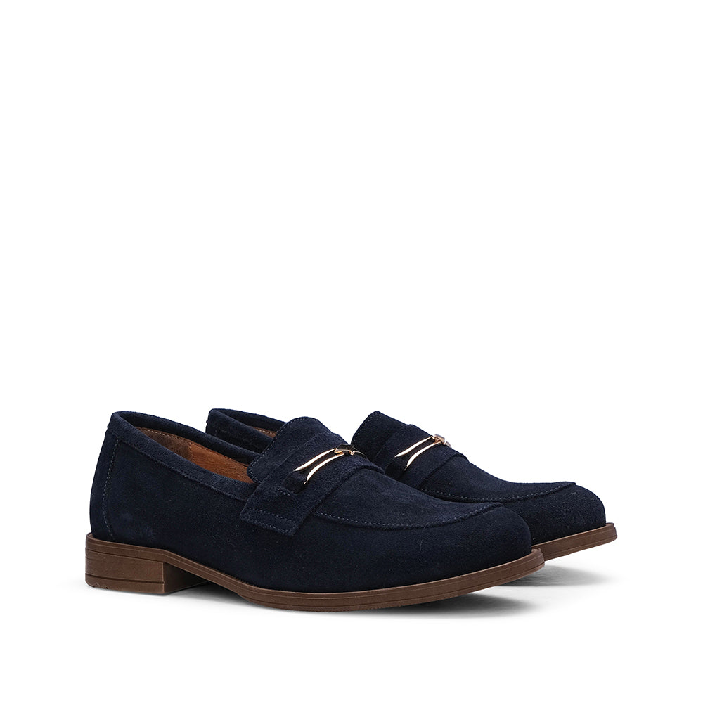 Sapato Mocassim Mulher Camurça Azul Marinho