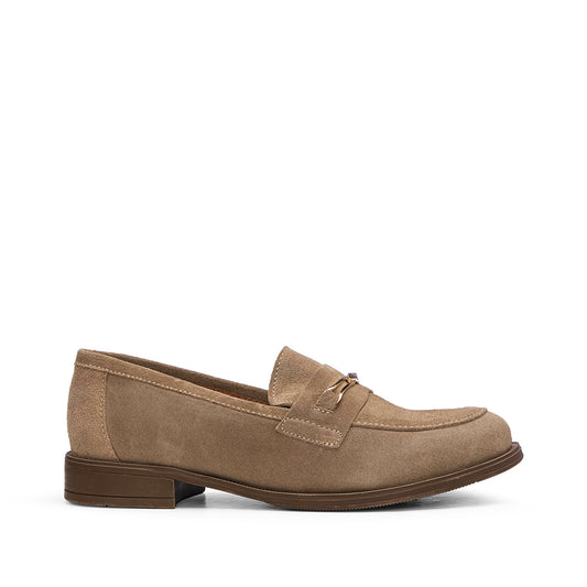 Sapato Mocassim Mulher Camurça Taupe