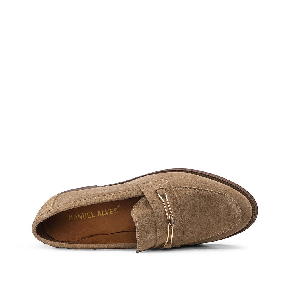 Sapato Mocassim Mulher Camurça Taupe