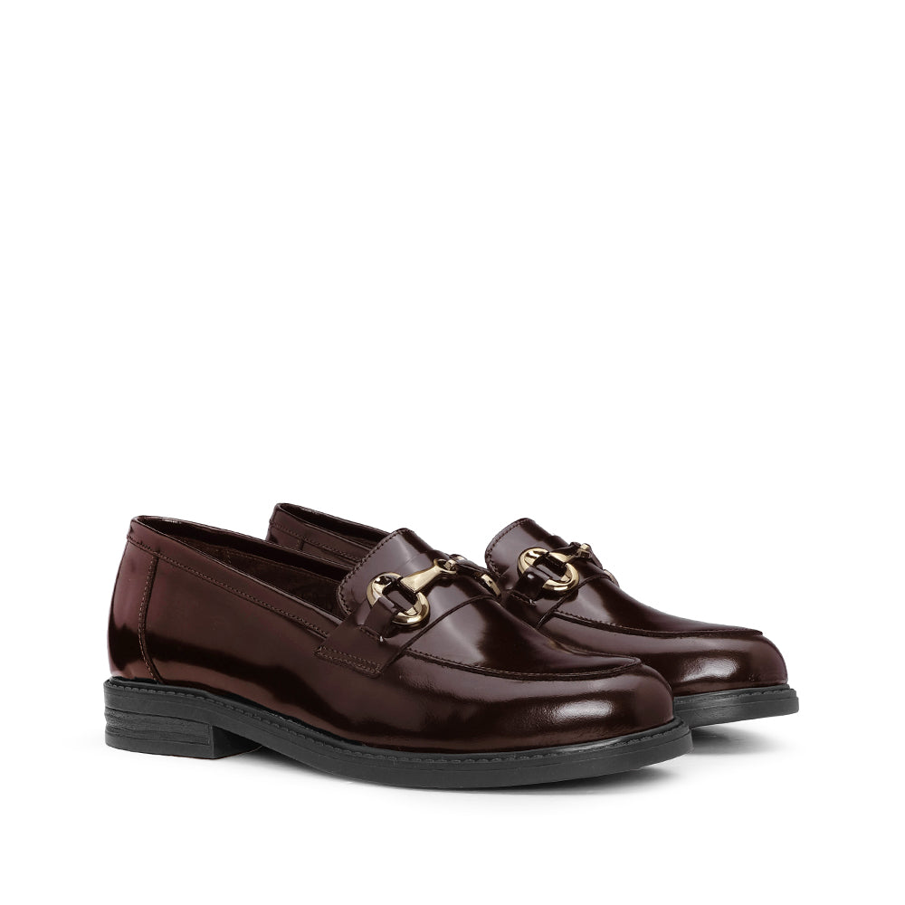 Sapato Mocassim Mulher Polido Castanho