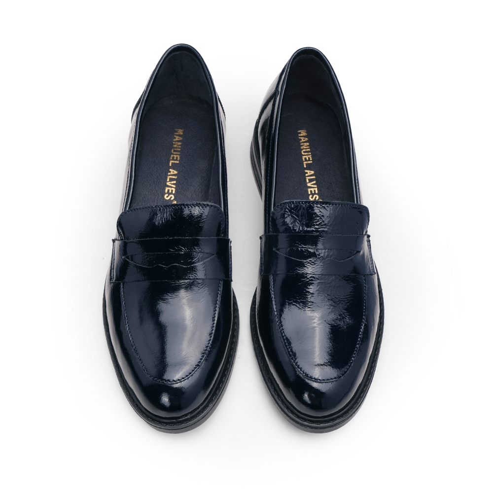 Sapato Mocassim Mulher Verniz Azul