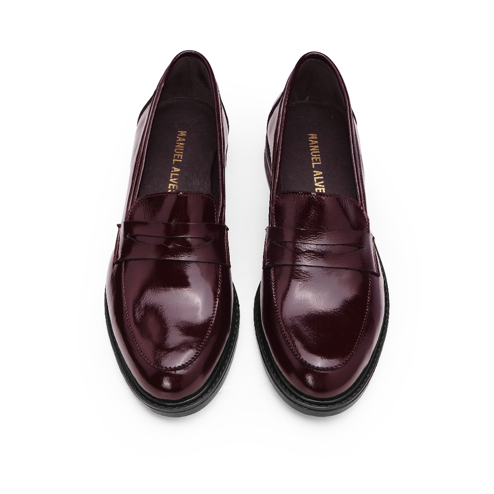 Sapato Mocassim Mulher Verniz Bordeaux