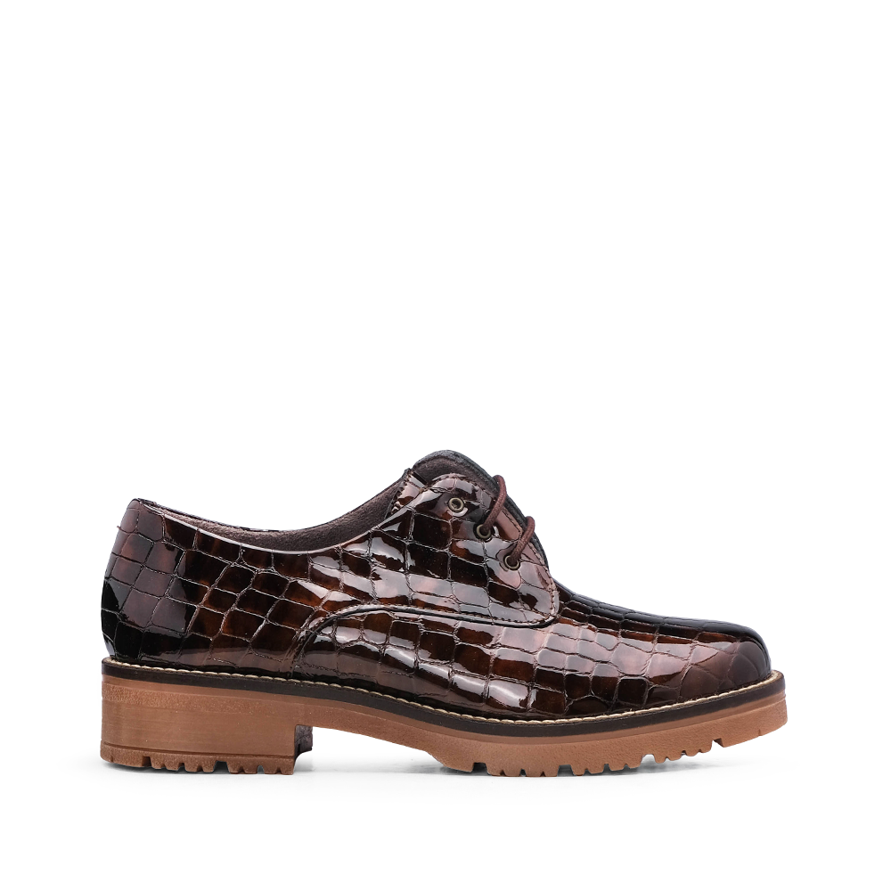Sapato Salto Raso Mulher Animal Print Castanho