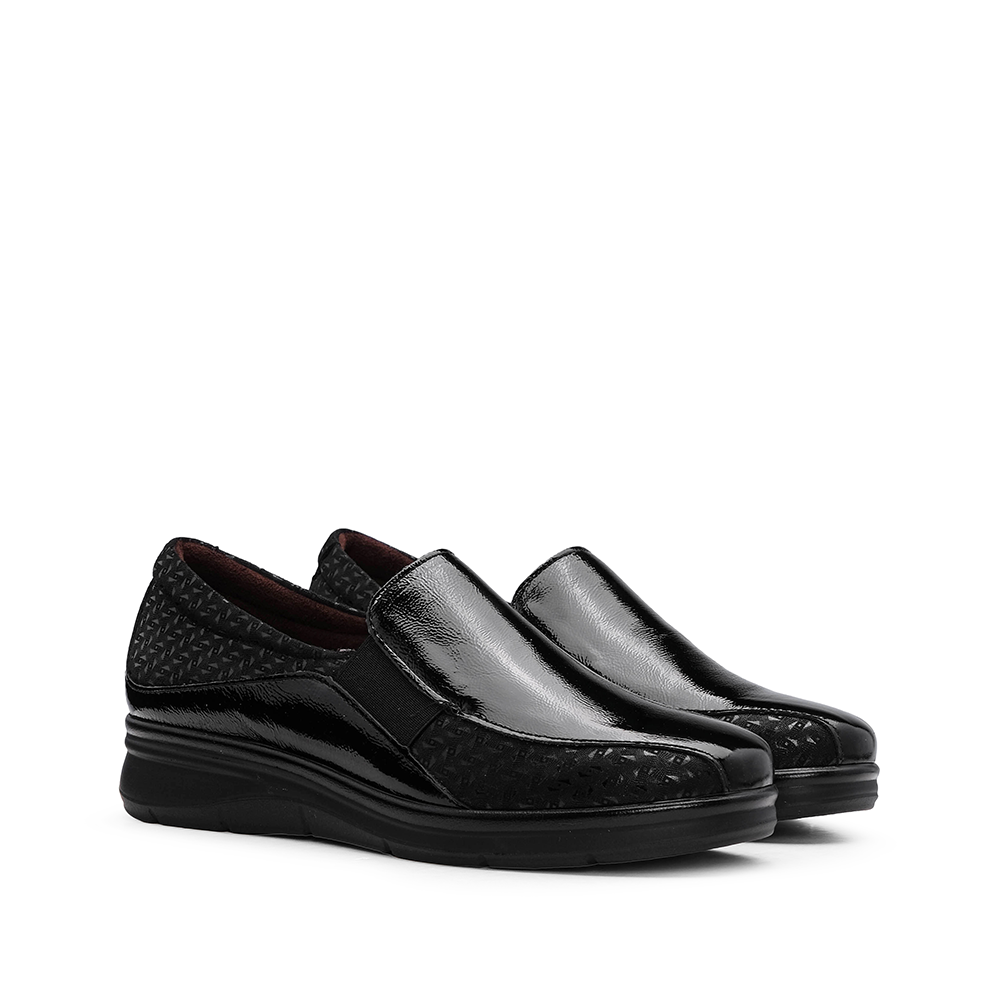 Sapato Conforto Mulher Verniz Preto
