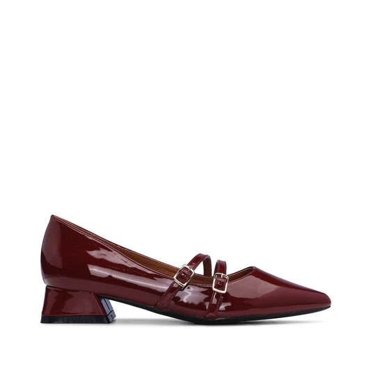 Sapato Mary Jane Mulher Verniz Bordeaux