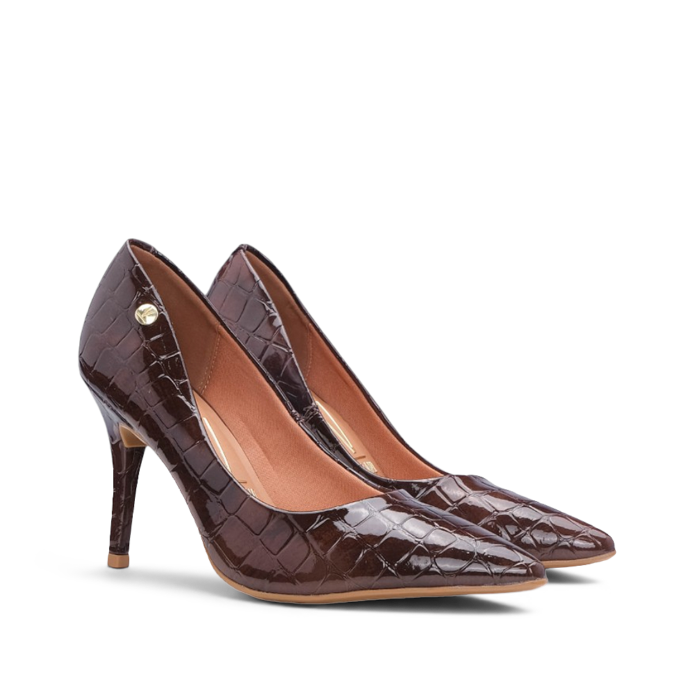 Sapato Salto Alto Mulher Animal Print Castanho
