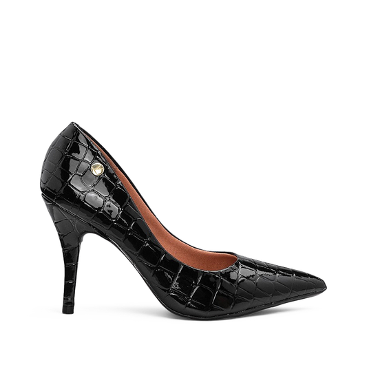 Sapato Salto Alto Mulher Animal Print Preto