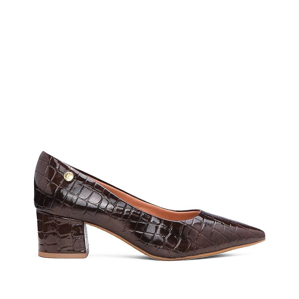 Sapato Salto Médio Mulher Animal Print Castanho