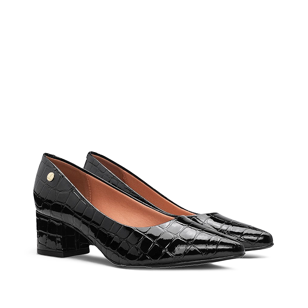 Sapato Salto Médio Mulher Animal Print Preto