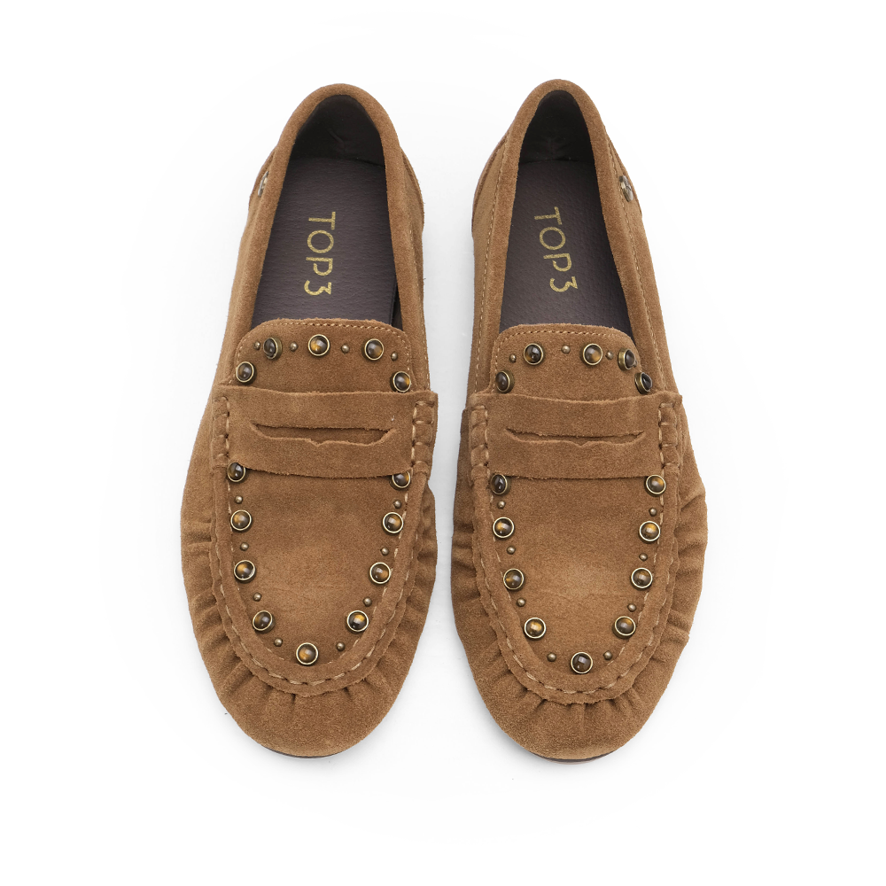 Sapato Mocassim Mulher Camurça Camel
