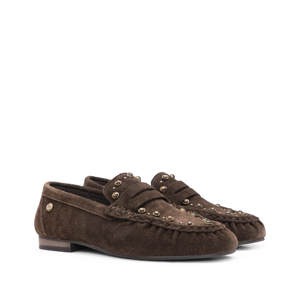 Sapato Mocassim Mulher Camurça Castanho