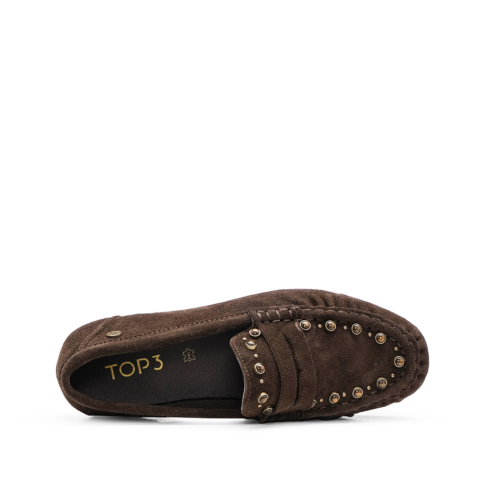 Sapato Mocassim Mulher Camurça Castanho