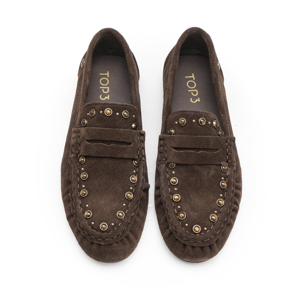 Sapato Mocassim Mulher Camurça Castanho