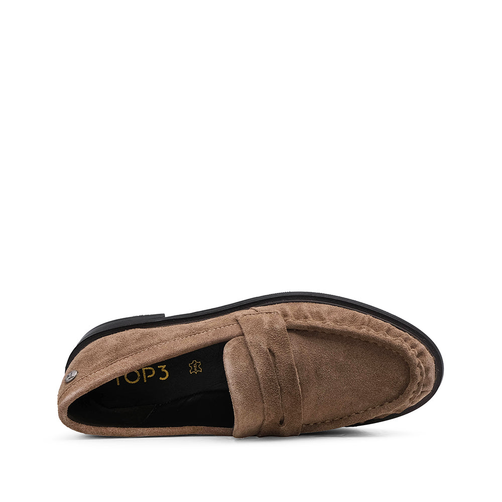 Sapato Mocassim Mulher Camurça Taupe
