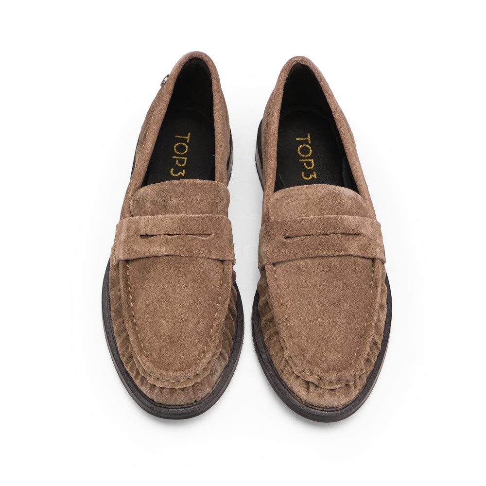 Sapato Mocassim Mulher Camurça Taupe