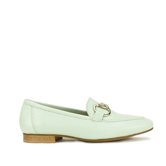 Sapato Mocassim Mulher Pele Verde Agua