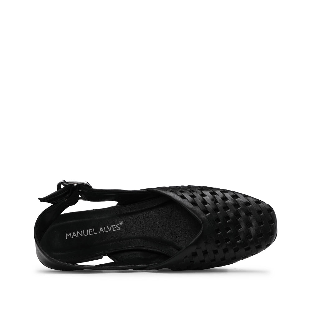 Sapato Salto Raso Mulher Pele Preto