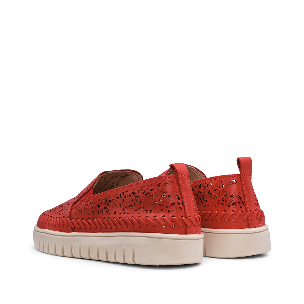 Sapato Salto Raso Mulher Pele Vermelho