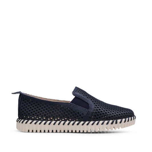 Sapato Salto Raso Mulher Pele Azul Marinho