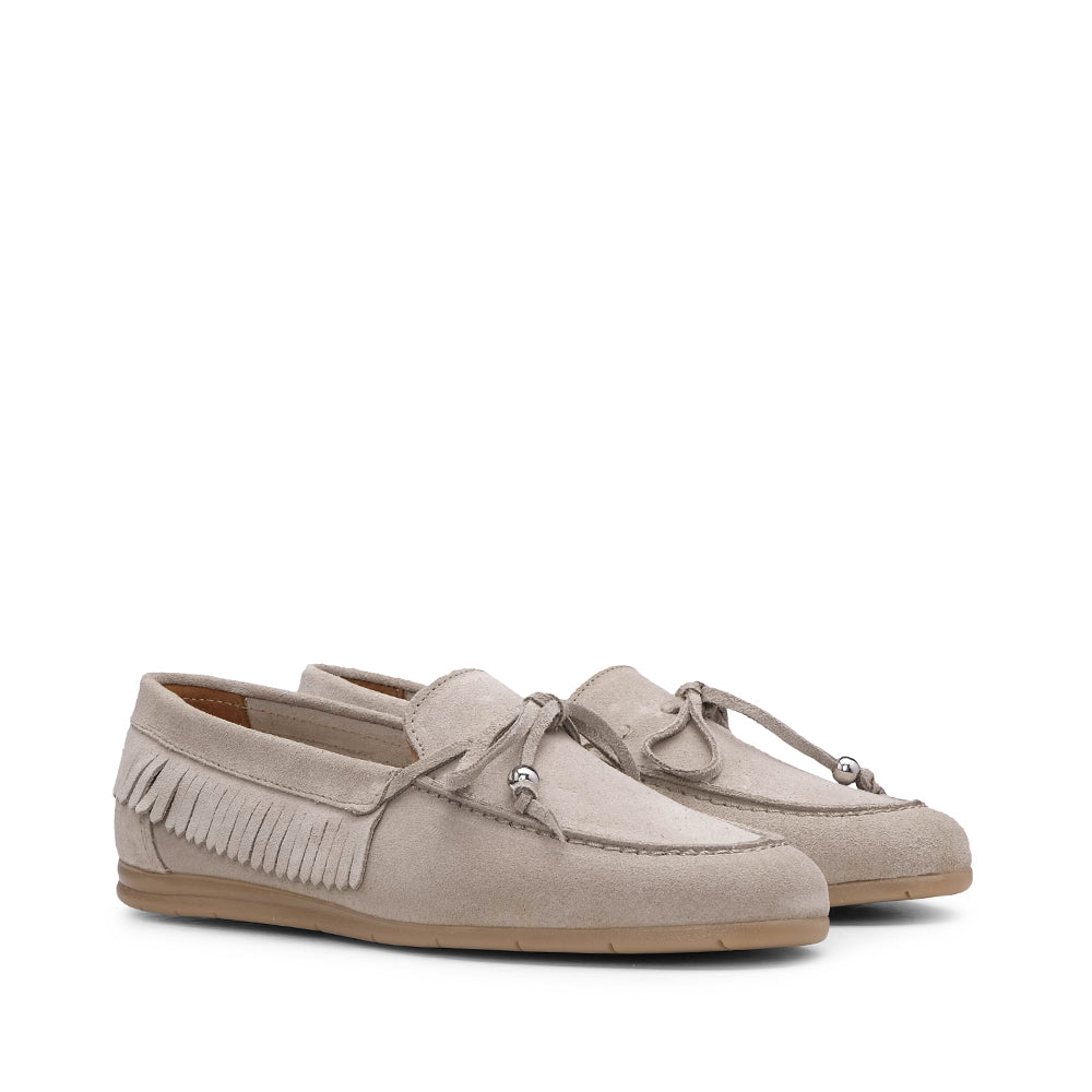 Sapato Mocassim Mulher Camurça Bege