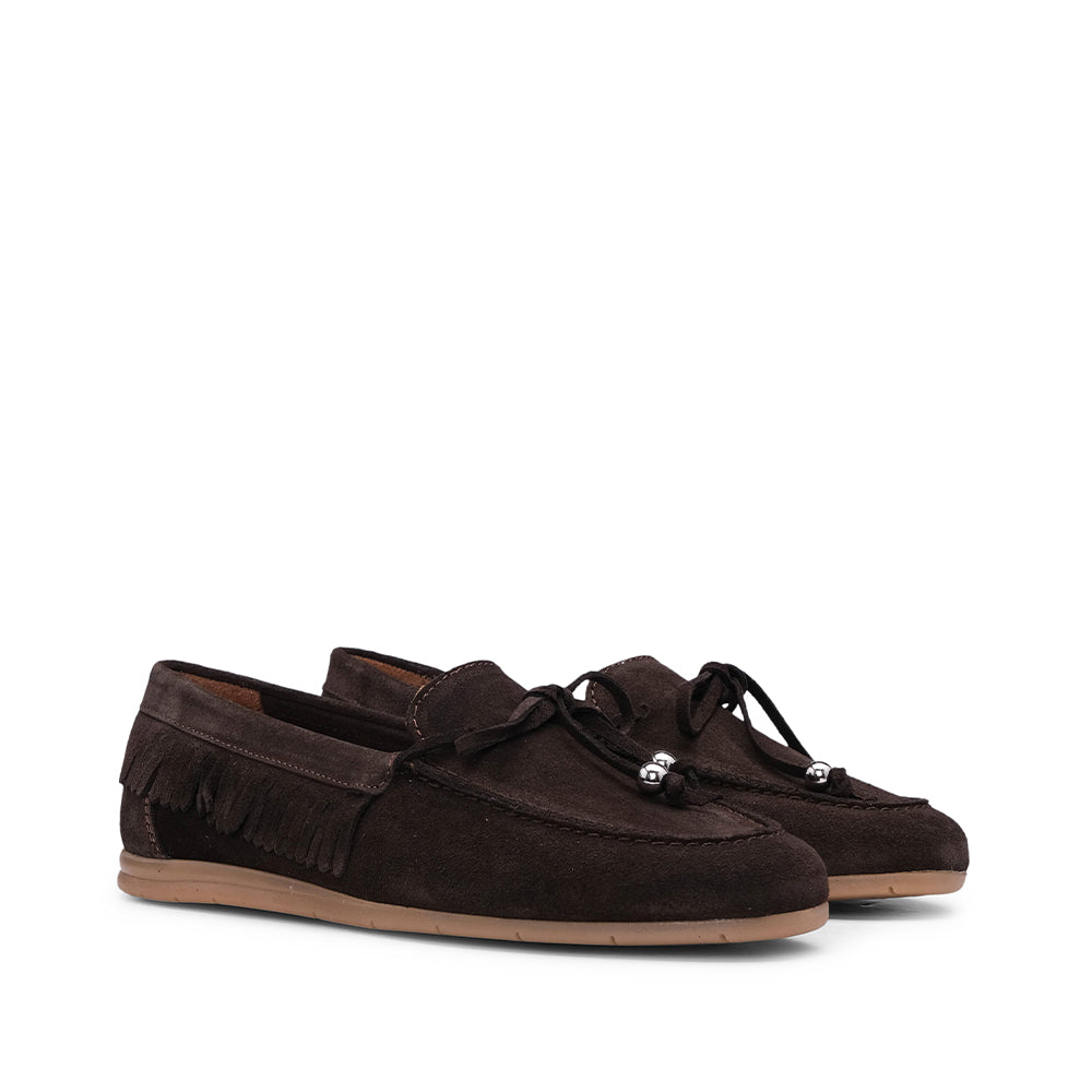Sapato Mocassim Mulher Camurça Castanho