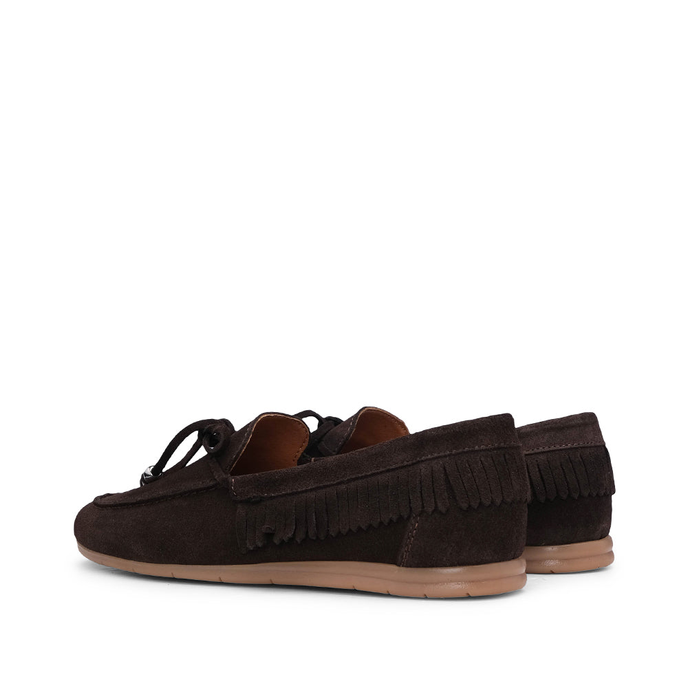Sapato Mocassim Mulher Camurça Castanho