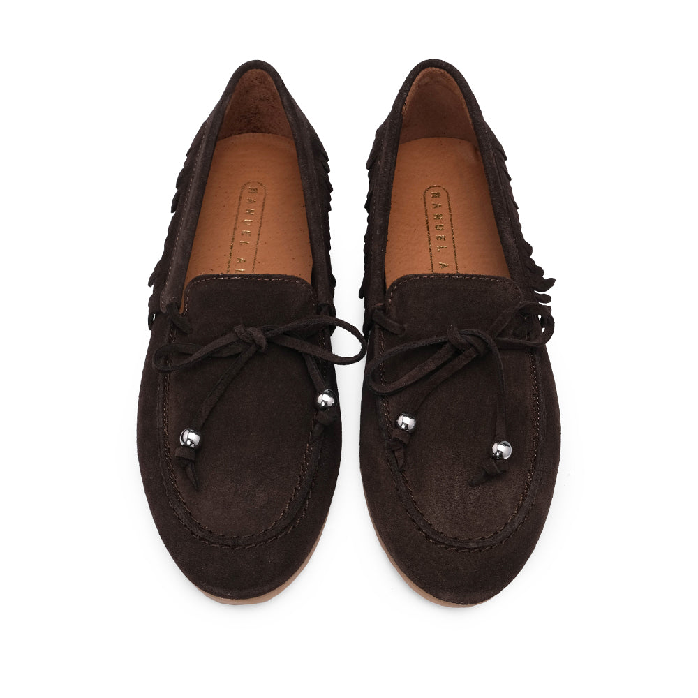 Sapato Mocassim Mulher Camurça Castanho