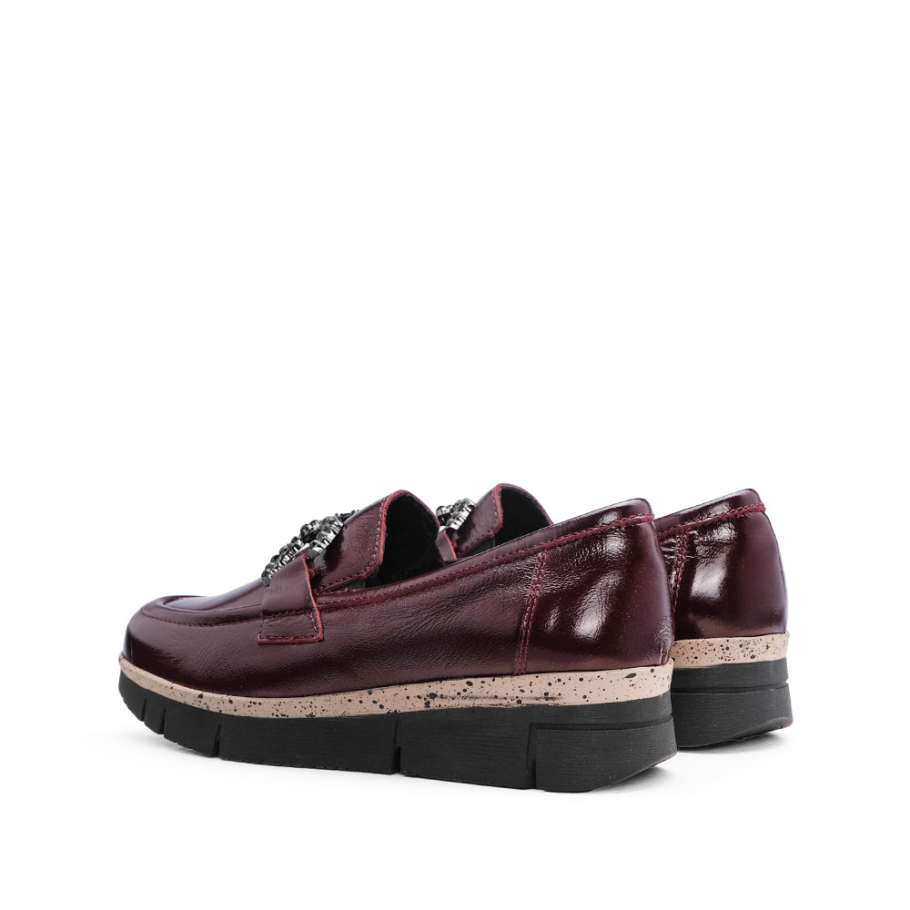 Sapato Salto Cunha Mulher Verniz Bordeaux
