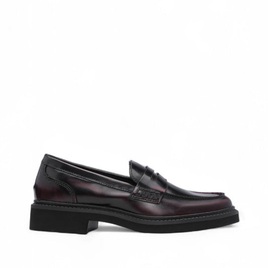 Sapato Mocassim Mulher Polido Bordeaux