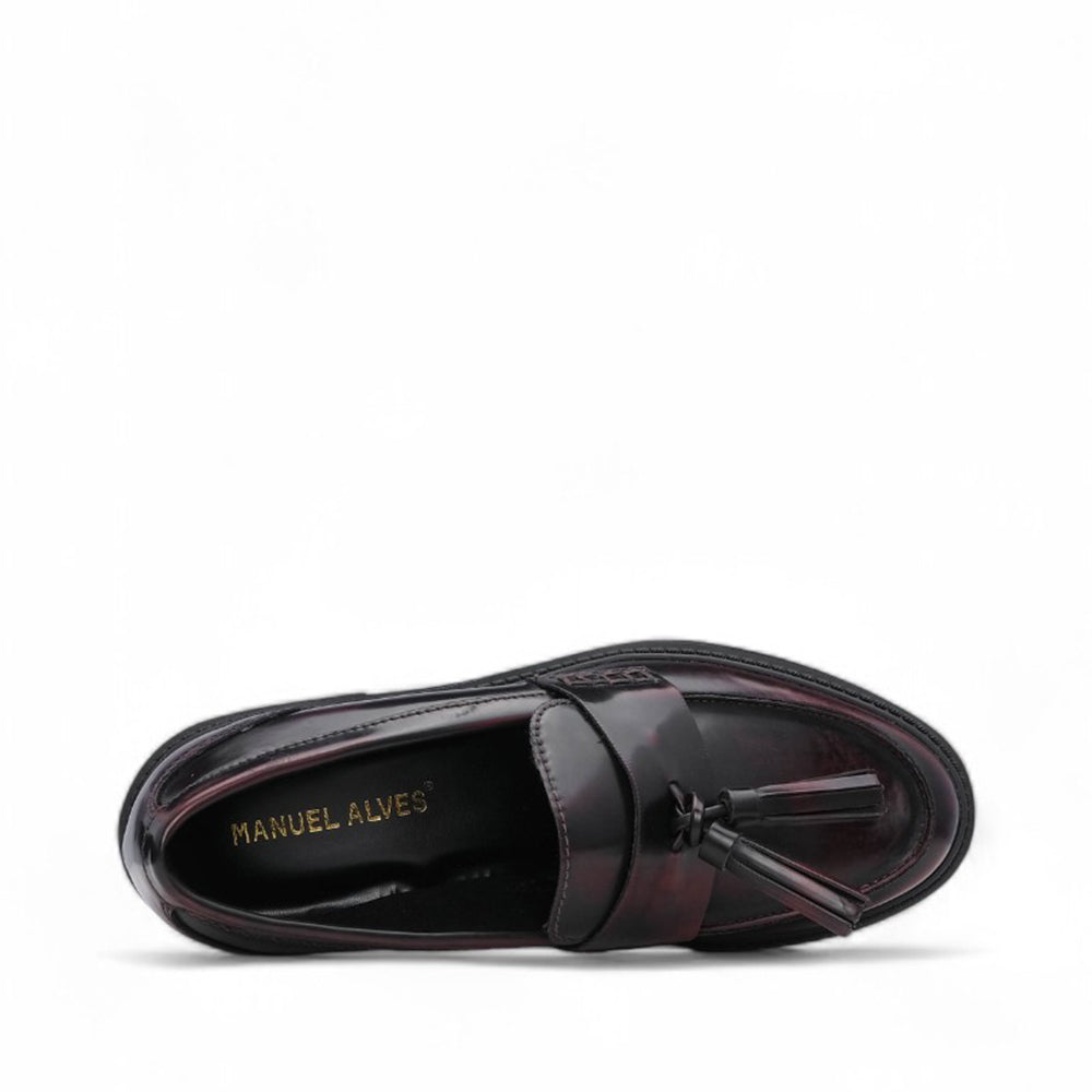 Sapato Mocassim Mulher Polido Bordeaux