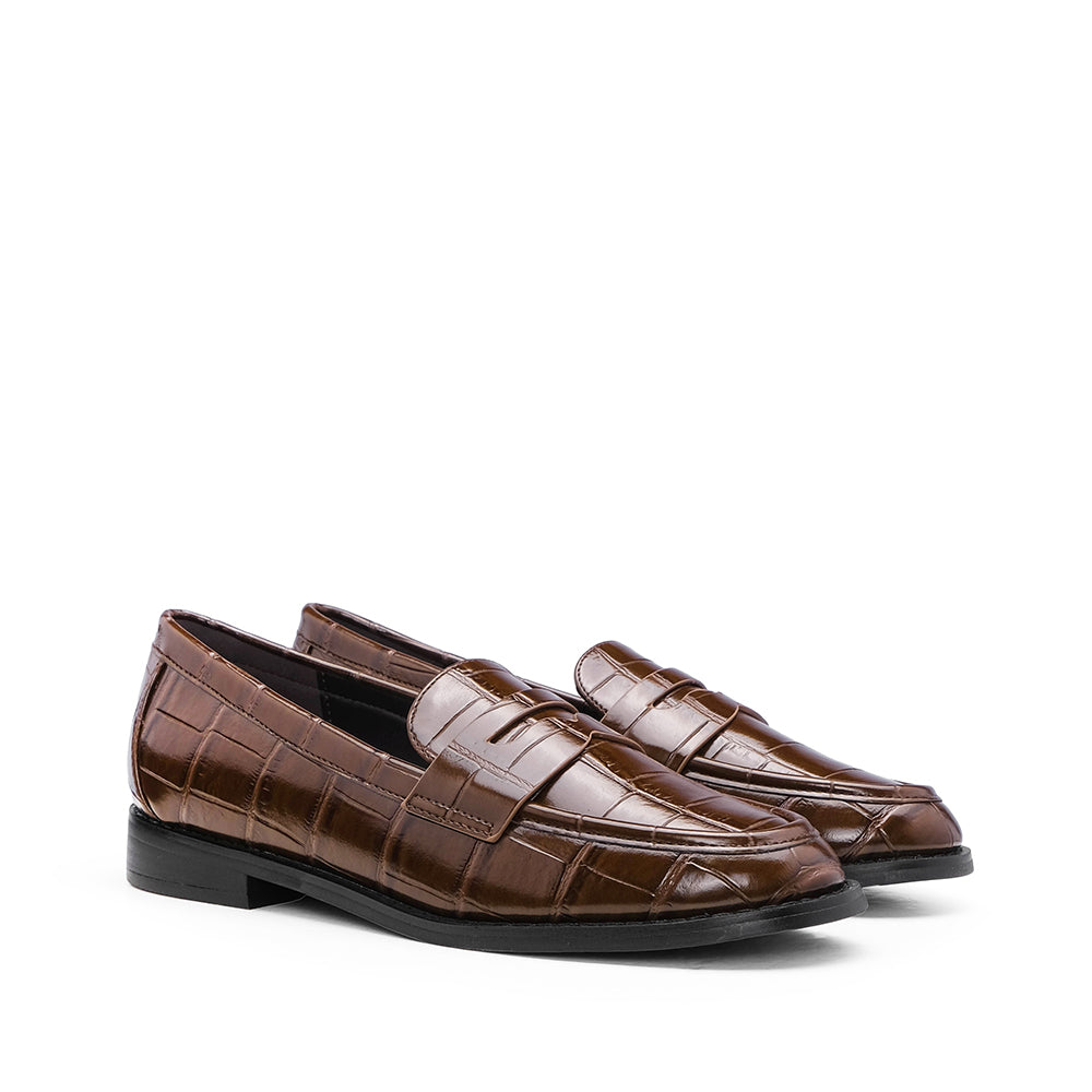 Sapato Mocassim Mulher Animal Print Café