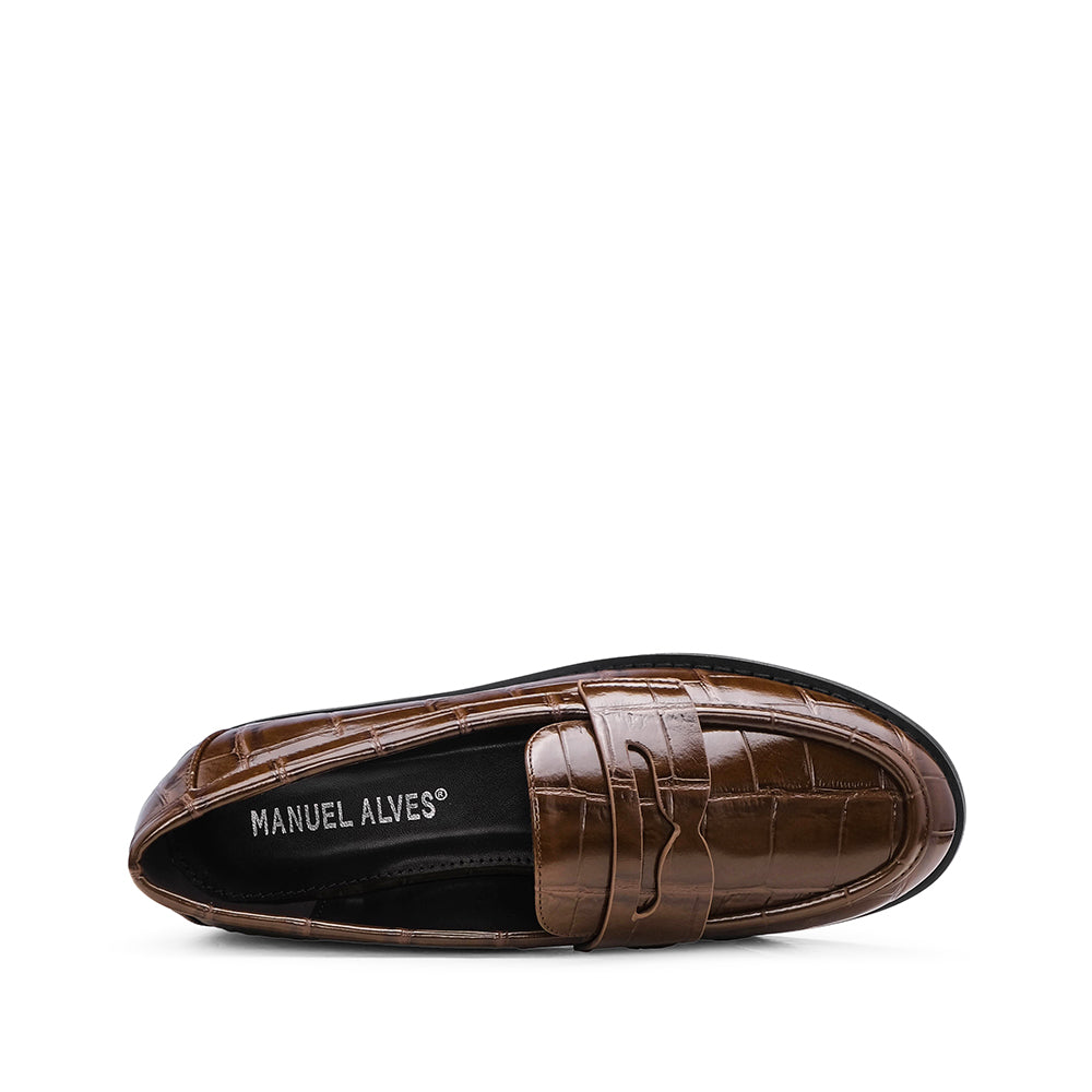 Sapato Mocassim Mulher Animal Print Café