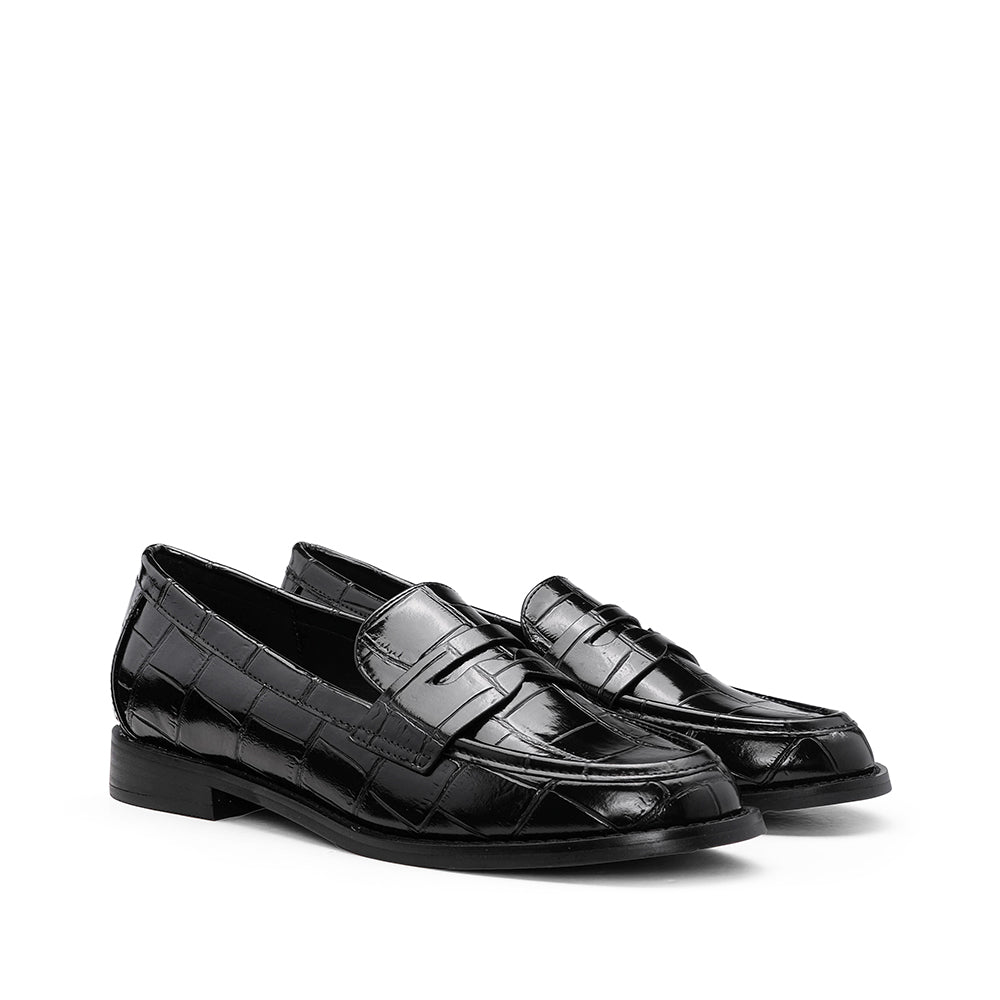 Sapato Mocassim Mulher Animal Print Preto