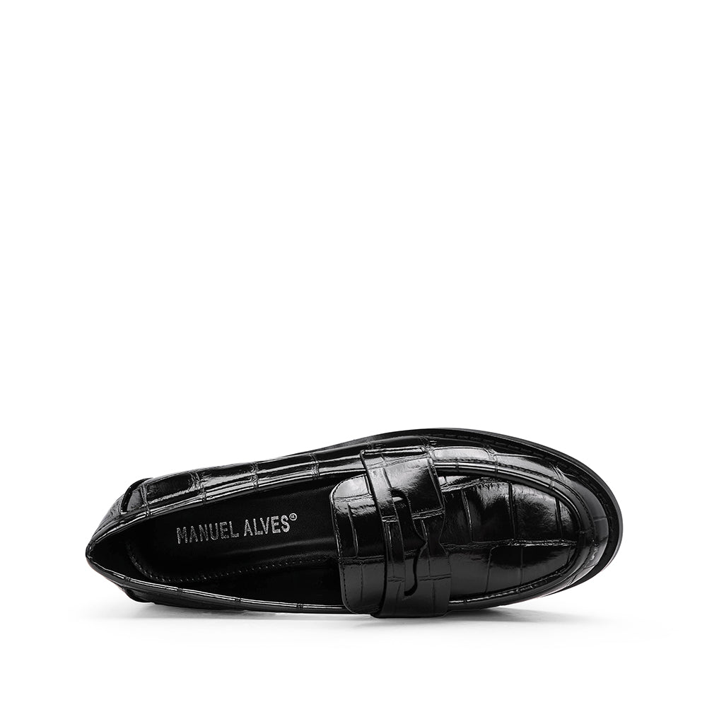 Sapato Mocassim Mulher Animal Print Preto