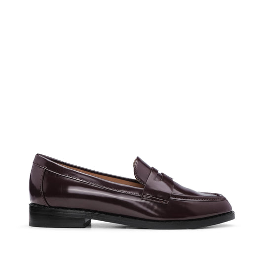 Sapato Mocassim Mulher Polido Bordeaux