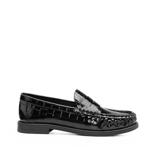 Sapato Mocassim Mulher Animal Print Preto