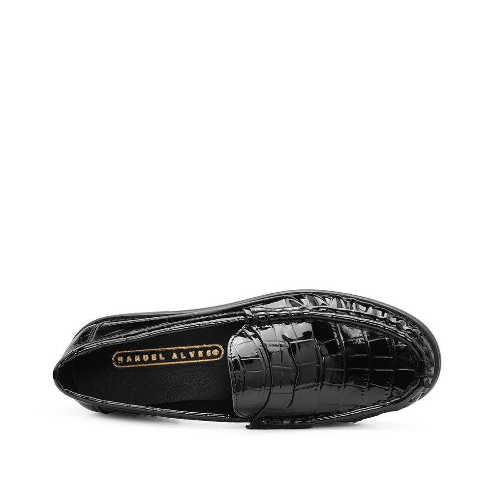 Sapato Mocassim Mulher Animal Print Preto