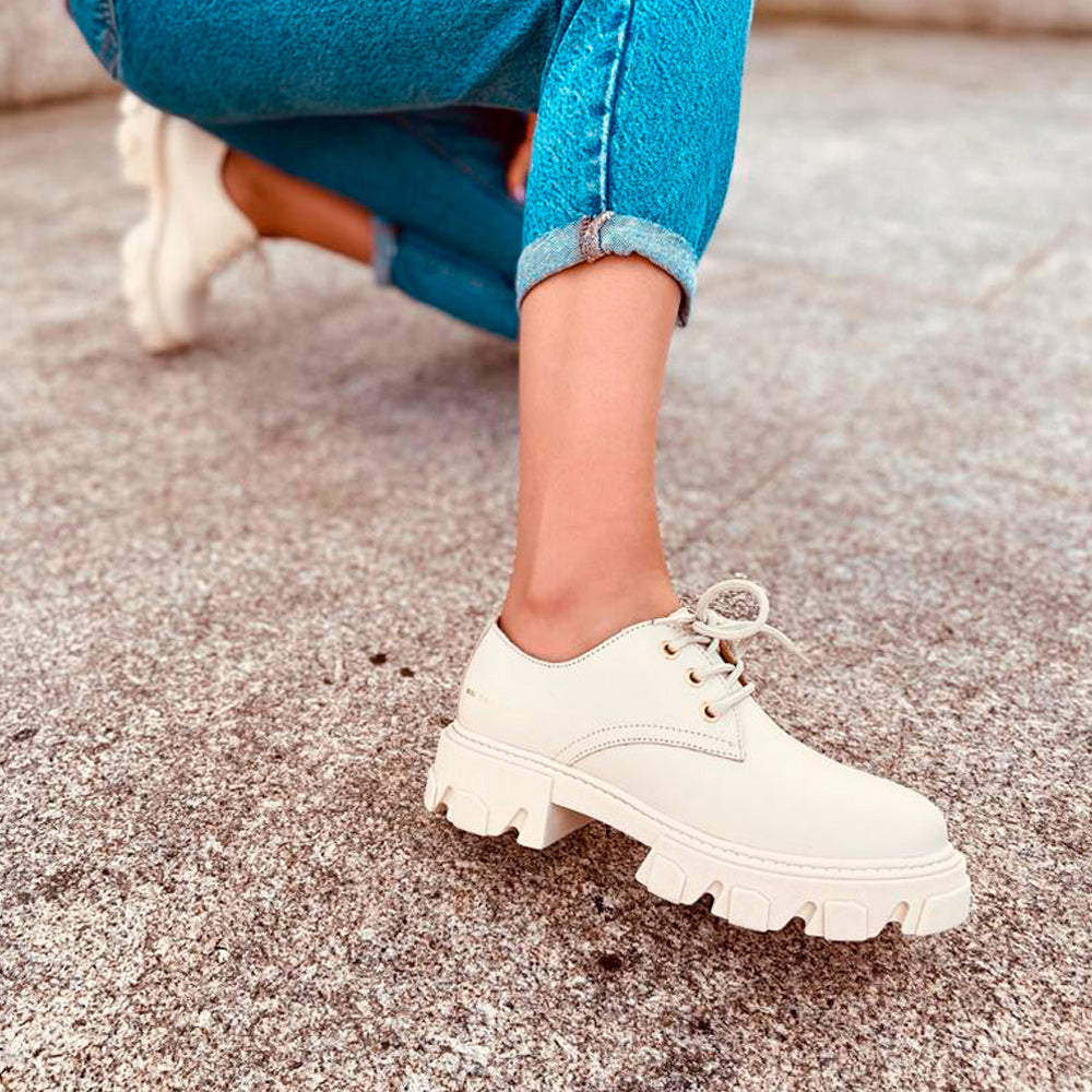 Sapato Desportivo Mulher Pele Creme