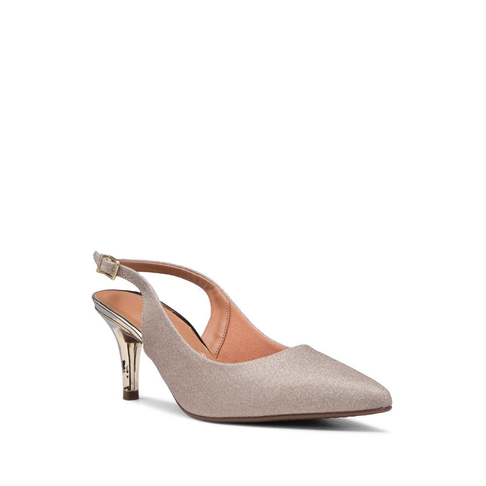 Sapato Slingback Mulher Metalizado Dourado