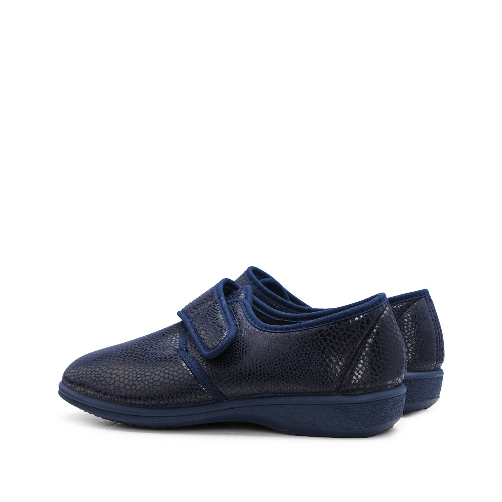 Pantufa Conforto Mulher Animal Print Azul Marinho