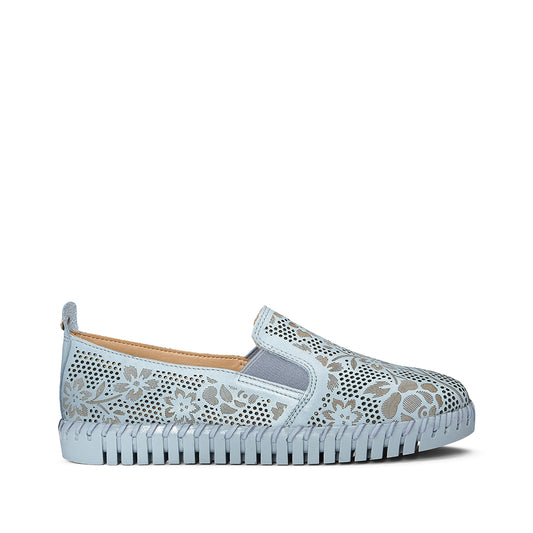 Sapato Salto Raso Mulher Pele Azul