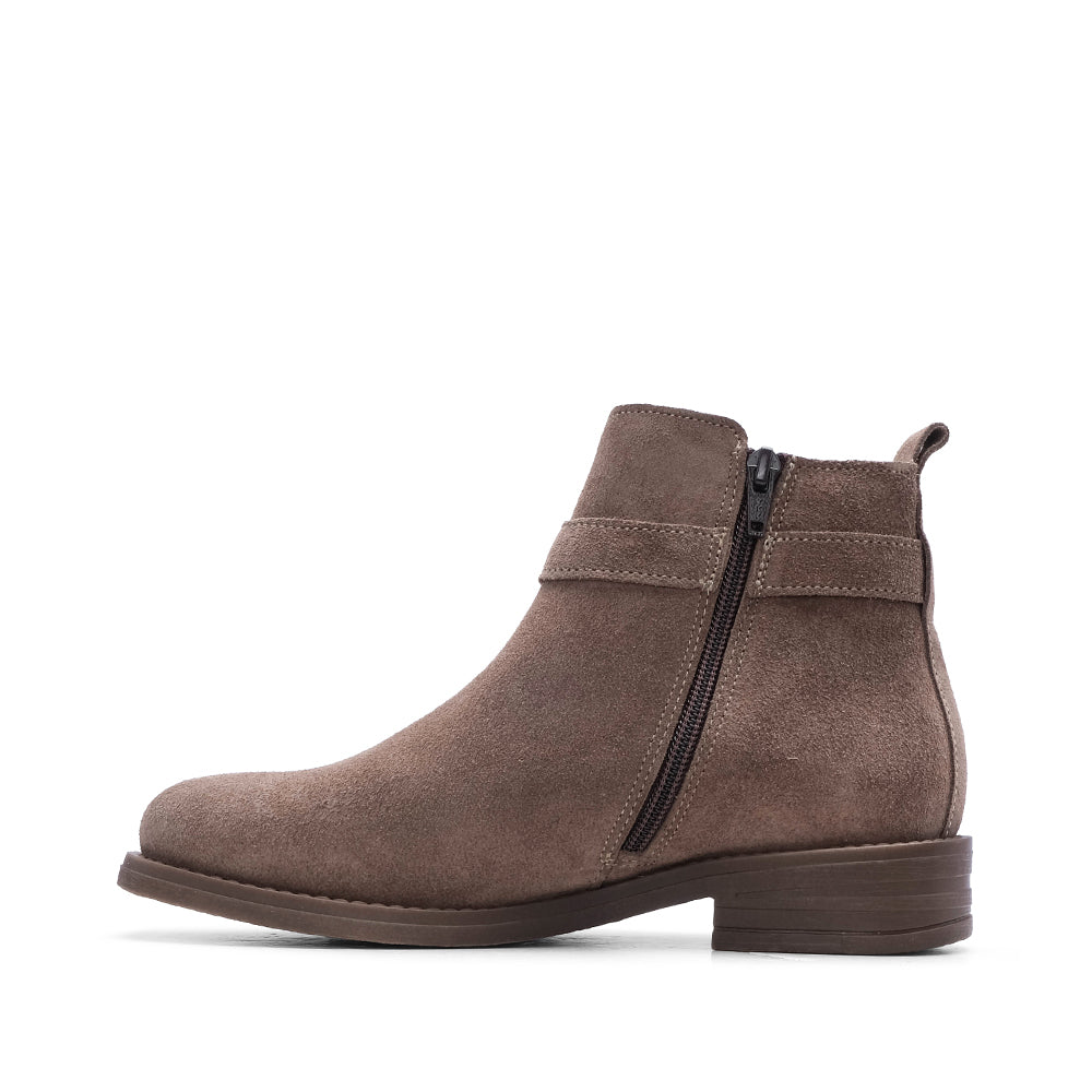 Botim Salto Raso Mulher Camurça Taupe