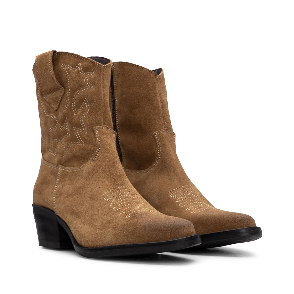 Botim Texana Mulher Camurça Camel