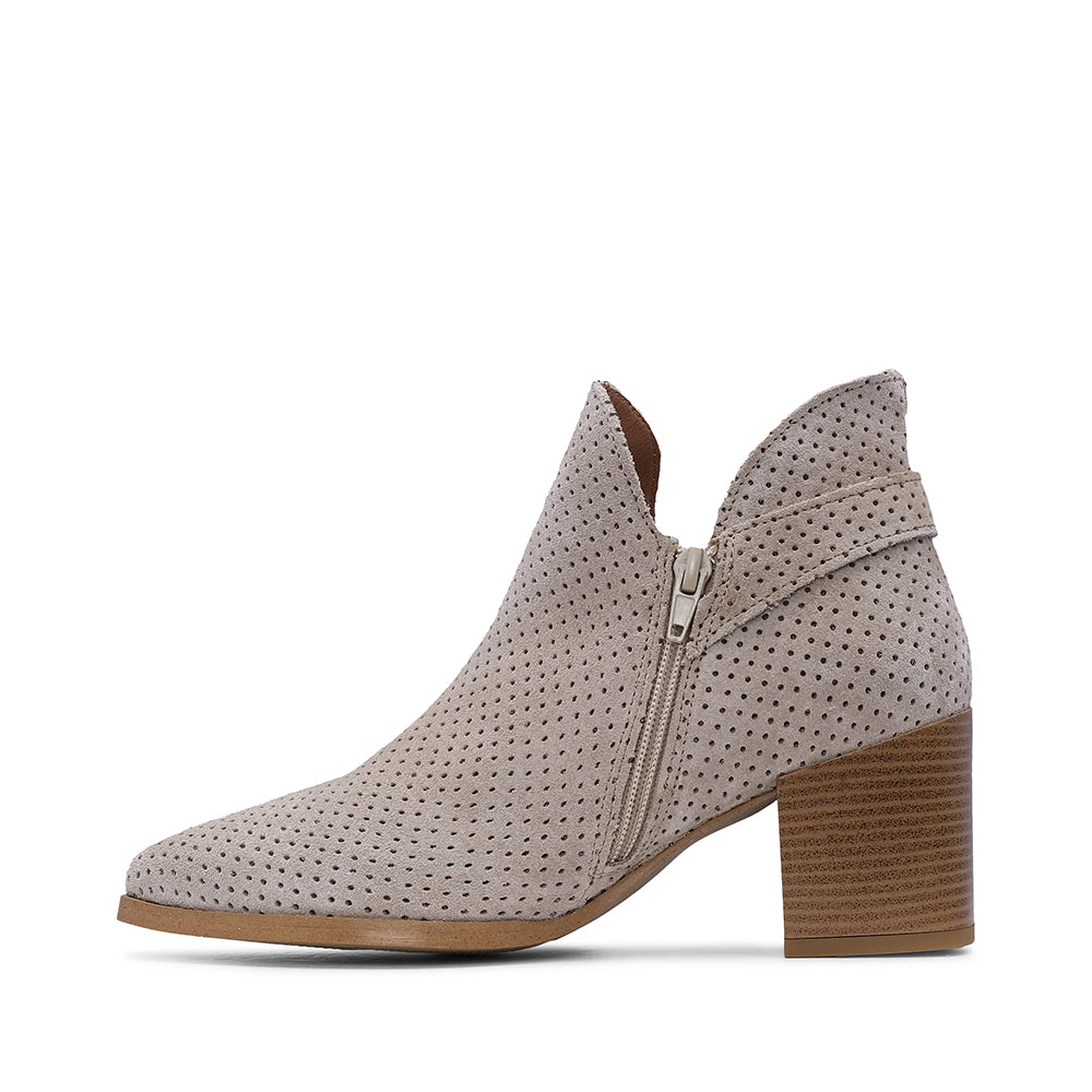 Women's Taupe Suede Mid-Heel Ankle Boot – Manuel Alves