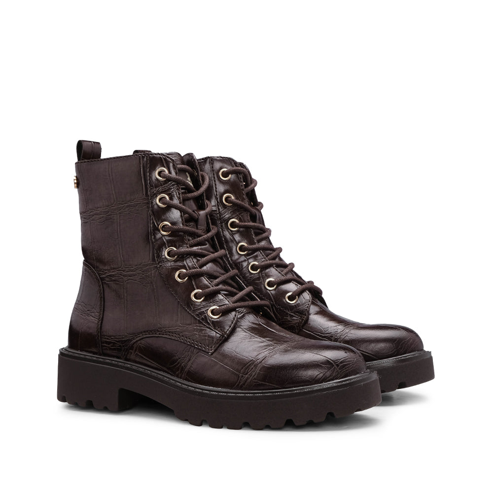 Bota Militar Mulher Castanho