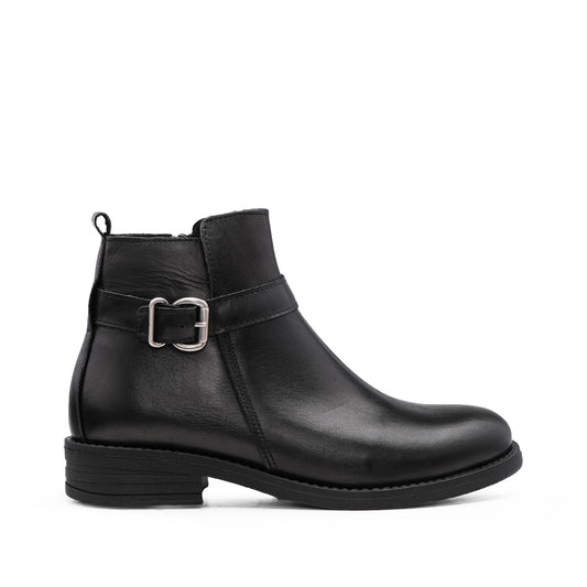 Botim Salto Raso Mulher Pele Preto