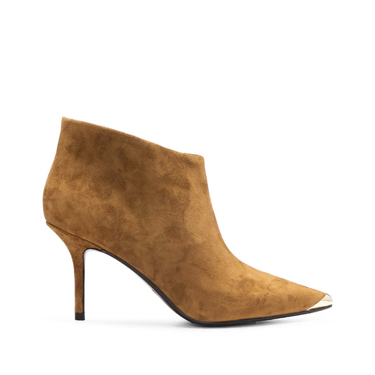 Botim Salto Alto Mulher Camurça Camel