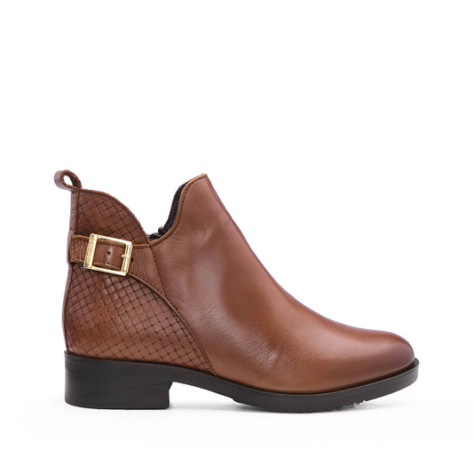 Botim Salto Raso Mulher Pele Camel