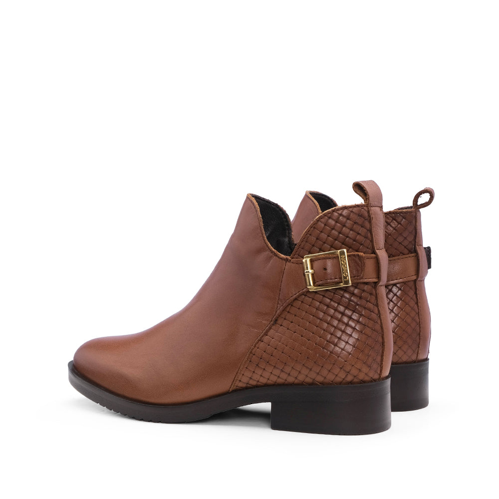 Botim Salto Raso Mulher Pele Camel